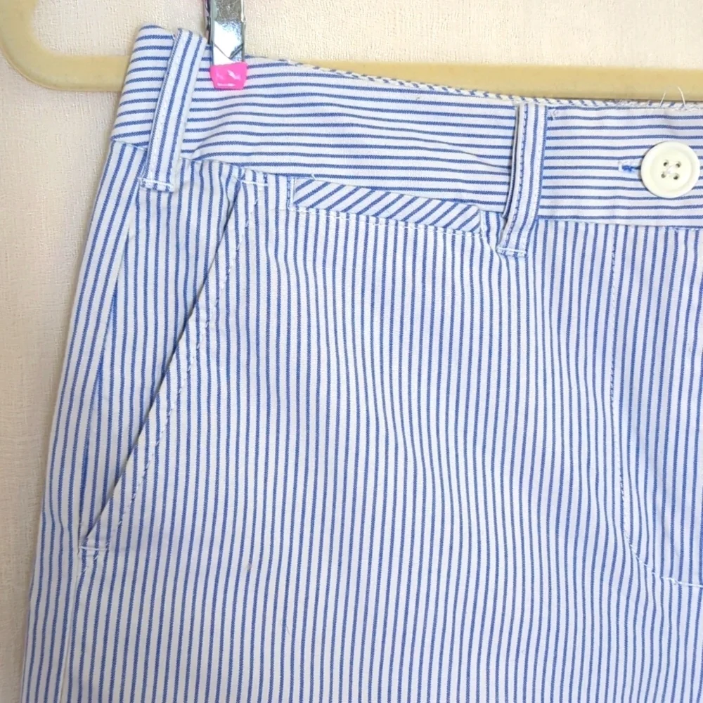 Talbot's Blue And White Striped Cotton Shorts 10 New